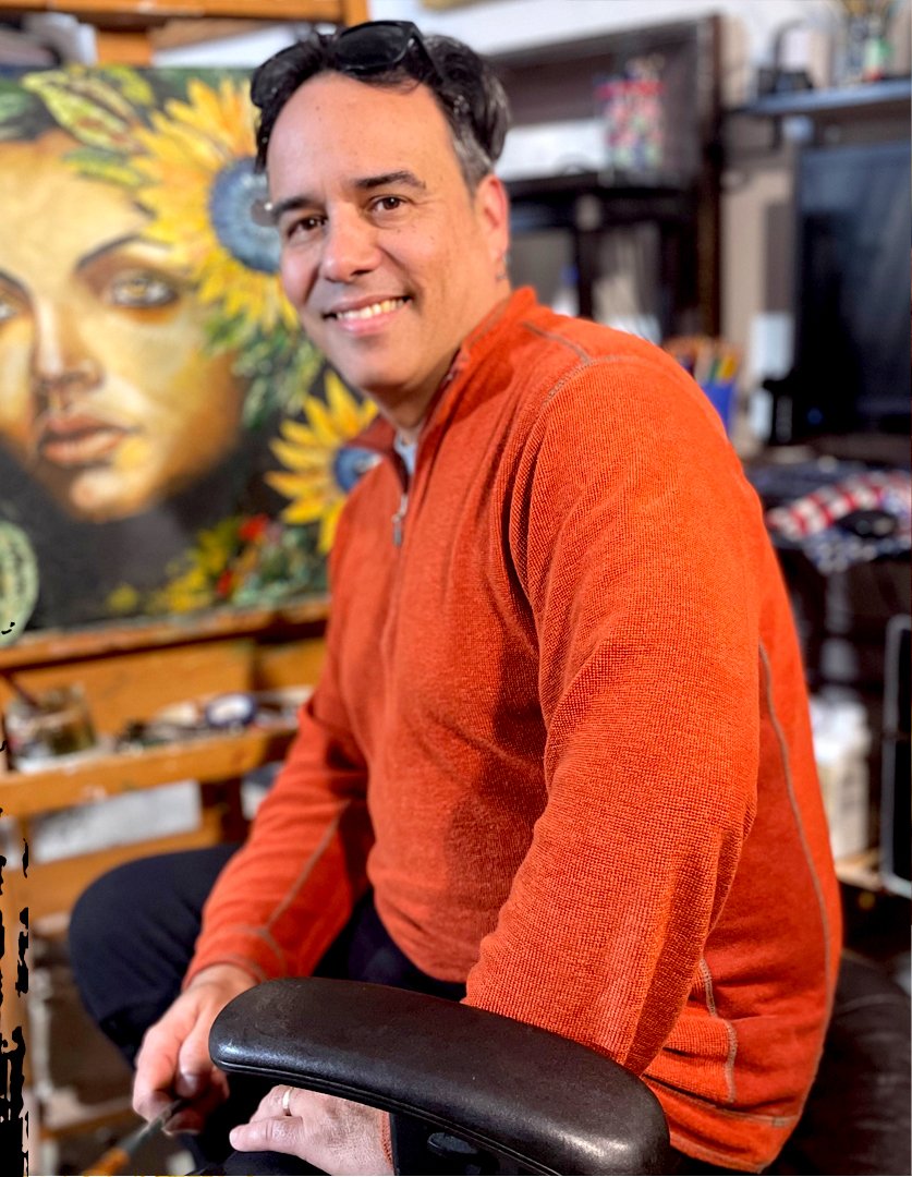Yosan Leon Mirabet in his studio, San Antonio